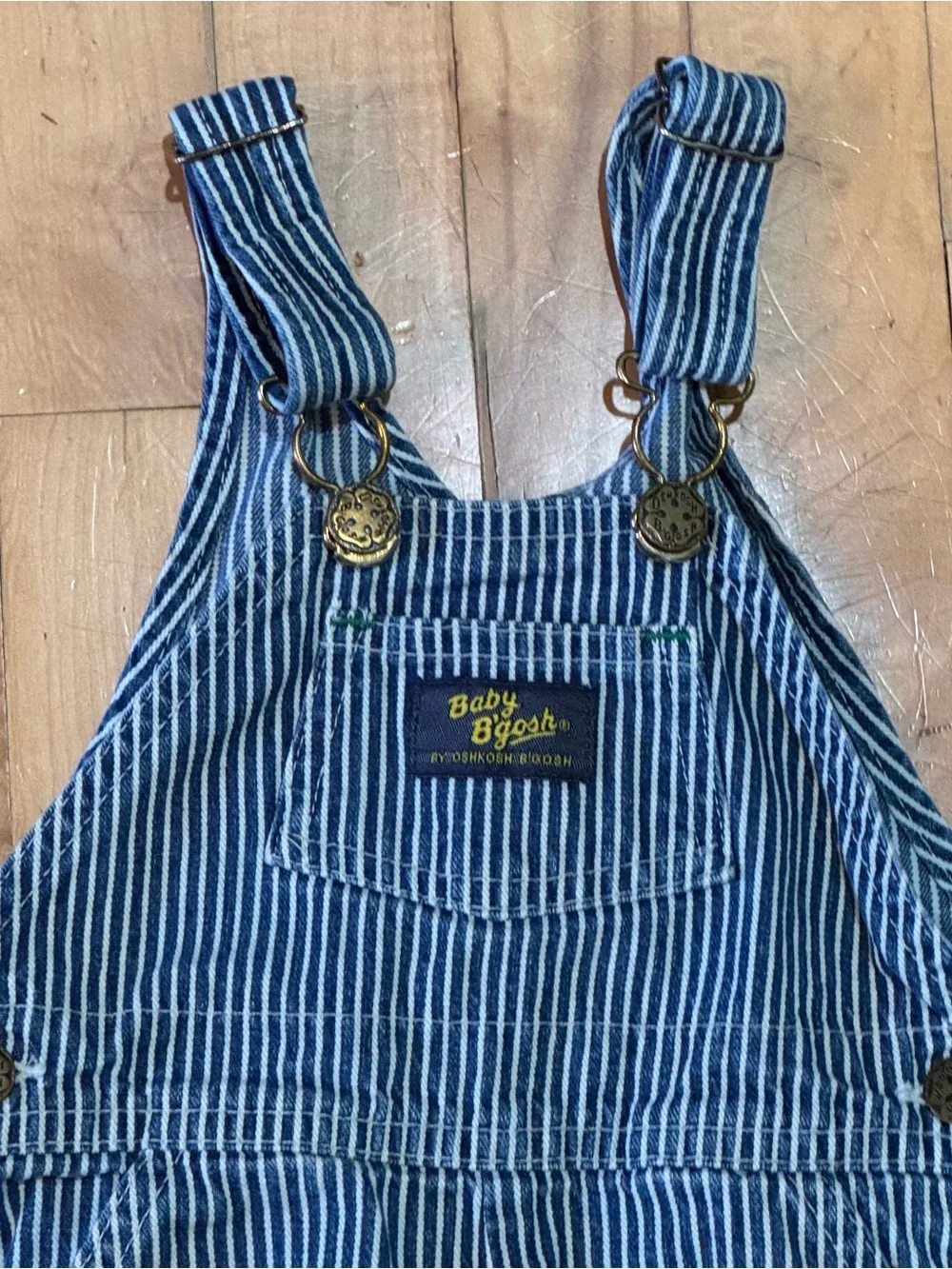 Vintage OshKosh B'Gosh Overalls Railroad Conductor Striped Size 24 Mths Vestbak